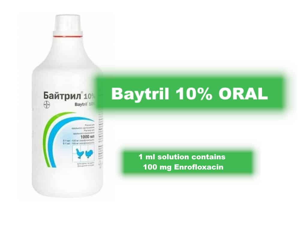 Baytril Enrofloxacin 100 Oral Solution For Poultry, Chickens Online |