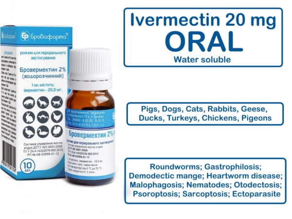 Brovmectin 20 mg Oral Solution (Ivermectin) 100 ml/3.38oz (10ml*10pcs) - Image 2