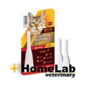 Drops on the withers Golden Defense from parasites for cats weighing up to 4 kg, 0.5 m
