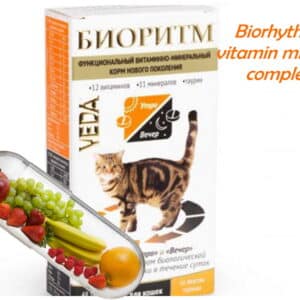 Vitamin and mineral complex Veda Biorhythm for cats from 8 months, with chicken, 48 tablets x 0.5 g