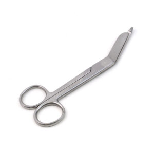 Bandage scissors with 14 cm button