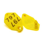 Ear tag number double yellow 66 × 34 mm (20 pcs)